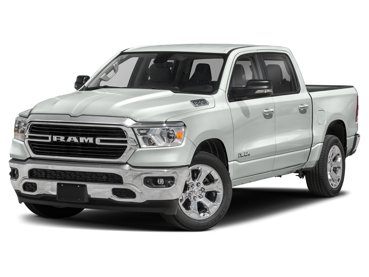 2021 RAM 1500 Big Horn Crew Cab 4x4 5'7' Box in Bright White Clearcoat — front three-quarter view