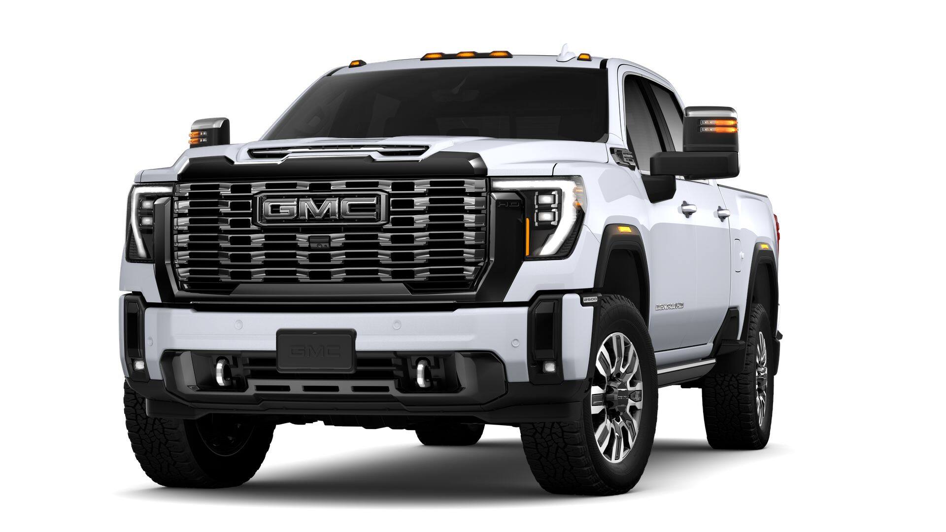 2026 GMC Sierra 2500 HD Denali Ultimate in Glacier White Tricoat — front three-quarter view